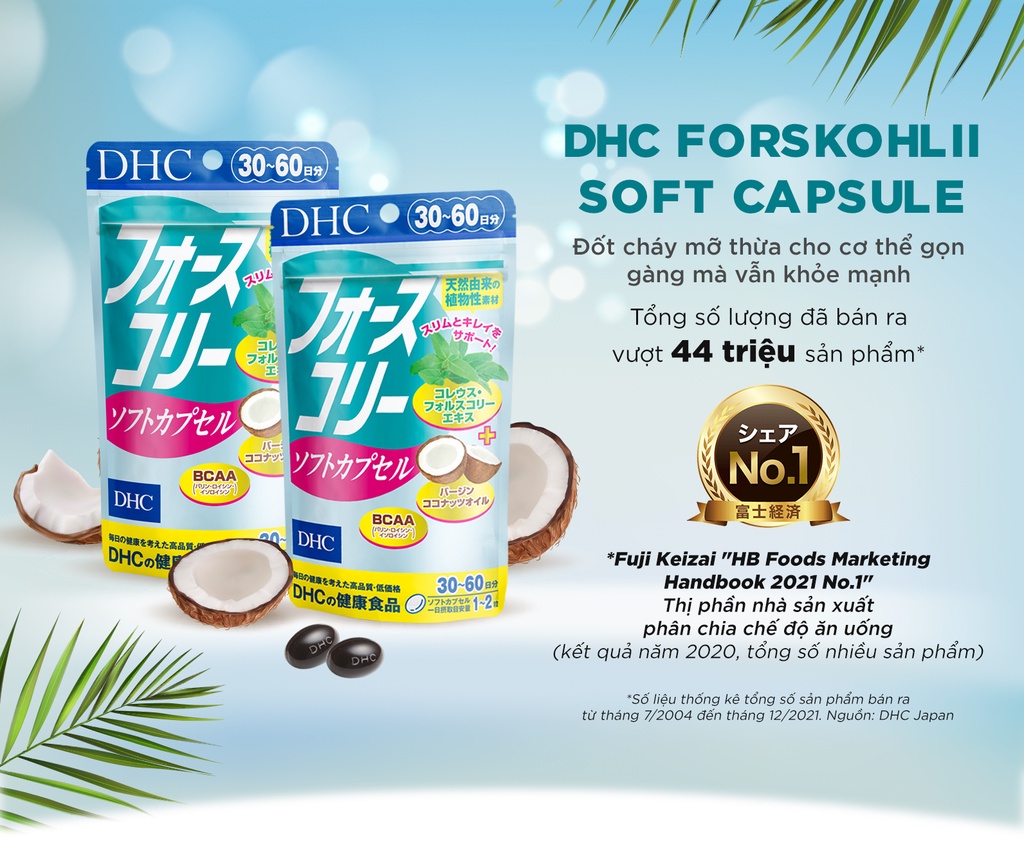 DHC Forskohlii – Phiên bản nâng cao của DHC giảm mỡ bụng với hiệu quả vượt trội.